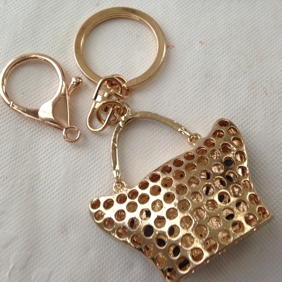 Black Enamel Rhinestone Handbag Charm-Key Chain - Picture 7 of 10